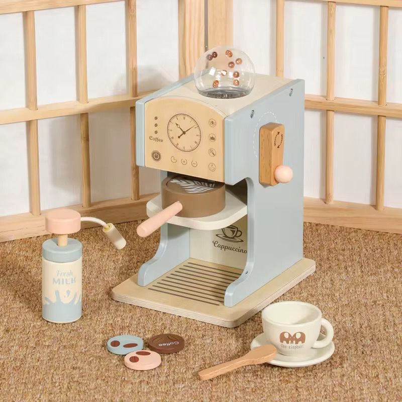 Mașină de Cafea din Lemn - Set Complet Cafenea pentru Copii