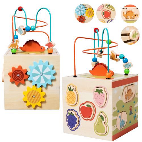 Cub Multifuncțional 5-în-1 din Lemn - Fun Intelligence Box