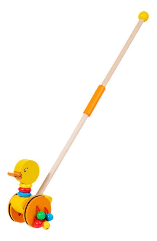 Rățușcă de Împins din Lemn - Jucărie pentru Primii Pași