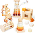 Set Montessori 6-în-1 din Lemn - Girafă, Xilofon, Turn Stivuit și Sortator